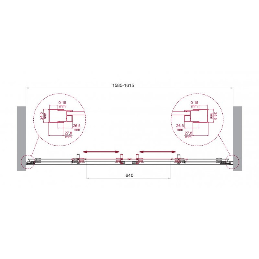 Душевая дверь BelBagno Luce 160 LUCE-BF-2-160-C-Cr профиль хром стекло прозрачное