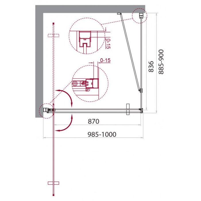 Душевой уголок BelBagno Marmi 100x90 MARMI-AH-1-100/90-C-Cr профиль хром стекло прозрачное