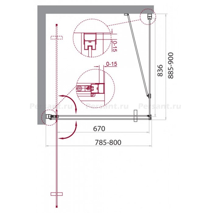 Душевой уголок BelBagno Marmi 80x90 MARMI-AH-1-80/90-C-Cr профиль хром стекло прозрачное