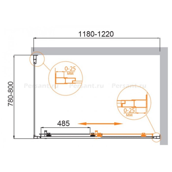 Душевой уголок Cezares Molveno 120x80 MOLVENO-AH-11-120/80-C-Cr-IV профиль хром стекло прозрачное