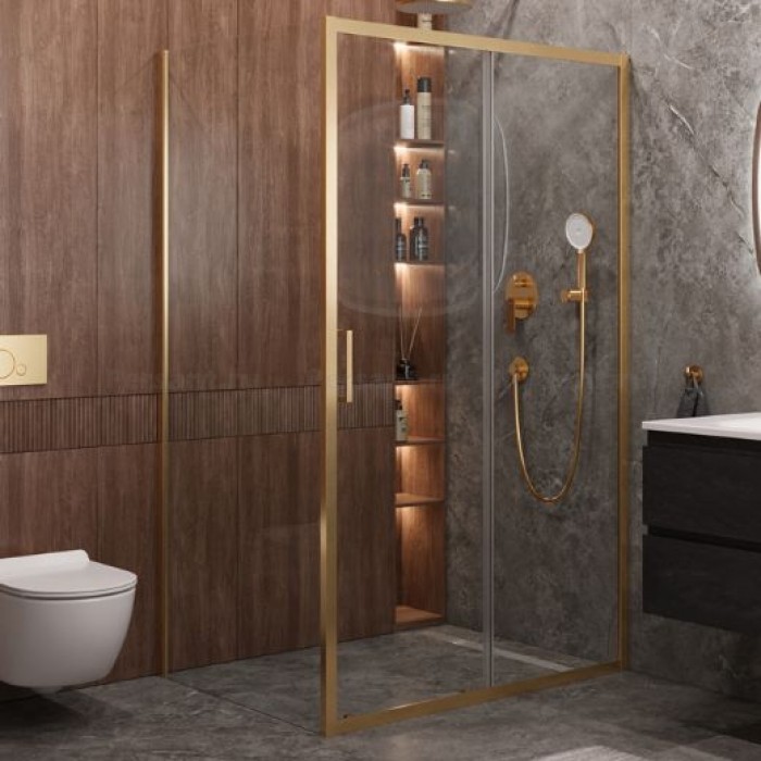 Душевой уголок Cezares Molveno 120x90 MOLVENO-AH-11-120/90-C-BORO-IV золото брашированное стекло прозрачное