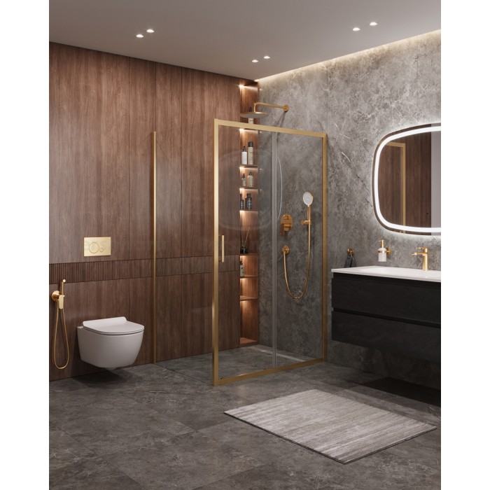 Душевой уголок Cezares Molveno 120x90 MOLVENO-AH-11-120/90-C-BORO-IV золото брашированное стекло прозрачное