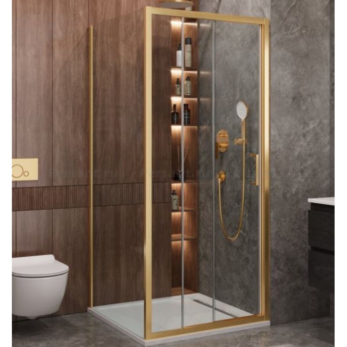 Душевой уголок Cezares Molveno 100x90 MOLVENO-AHF-31-100/90-C-BORO-IV золото брашированное стекло прозрачное