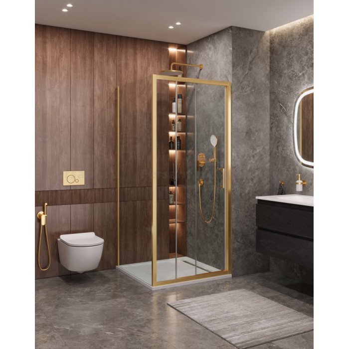 Душевой уголок Cezares Molveno 100x90 MOLVENO-AHF-31-100/90-C-BORO-IV золото брашированное стекло прозрачное