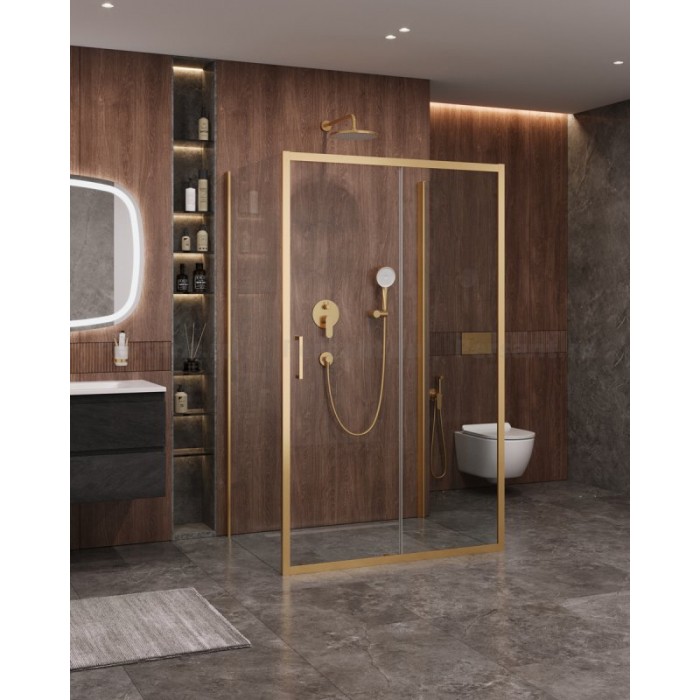Душевой уголок Cezares Molveno 120x90 MOLVENO-AH-12-120/90-C-BORO-IV золото брашированное стекло прозрачное