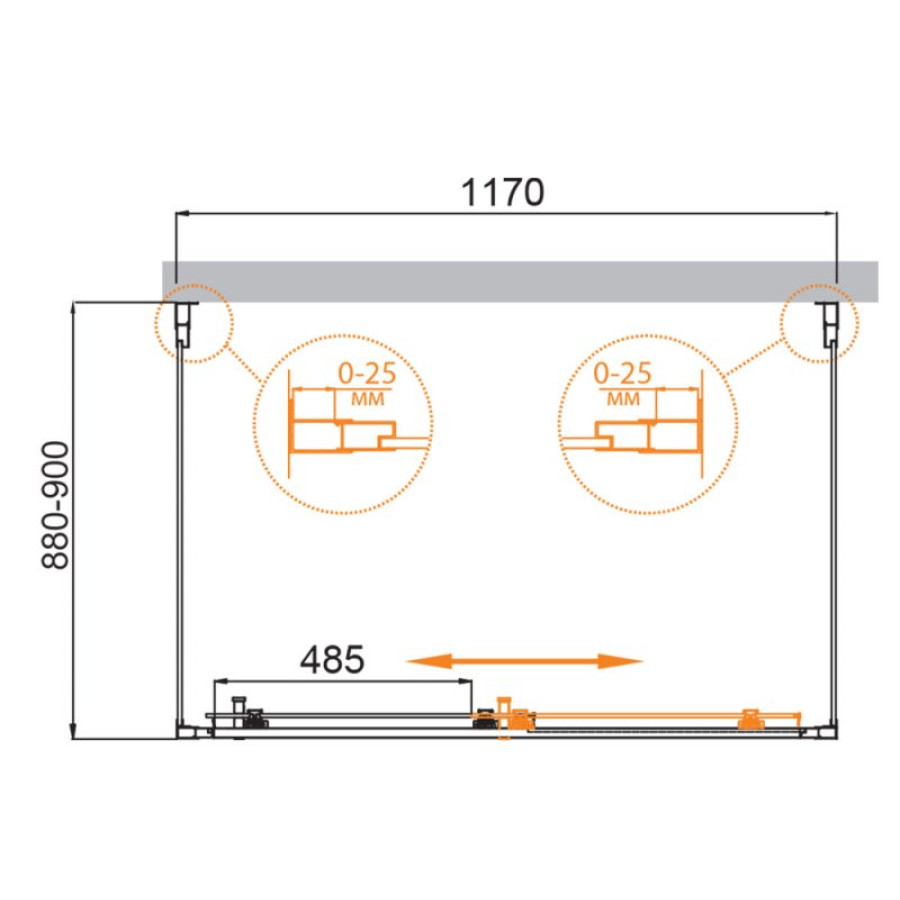 Душевой уголок Cezares Molveno 120x90 MOLVENO-AH-12-120/90-C-BORO-IV золото брашированное стекло прозрачное