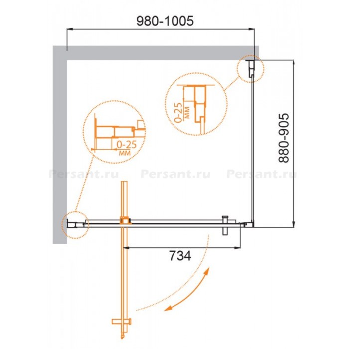 Душевой уголок Cezares Molveno 100x90 MOLVENO-AH-1-100/90-C-Cr-IV профиль хром стекло прозрачное