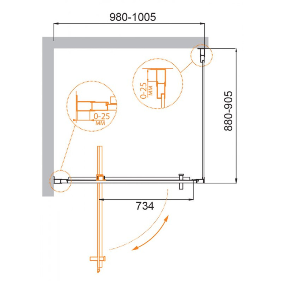 Душевой уголок Cezares Molveno 100x90 MOLVENO-AH-1-100/90-C-Cr-IV профиль хром стекло прозрачное