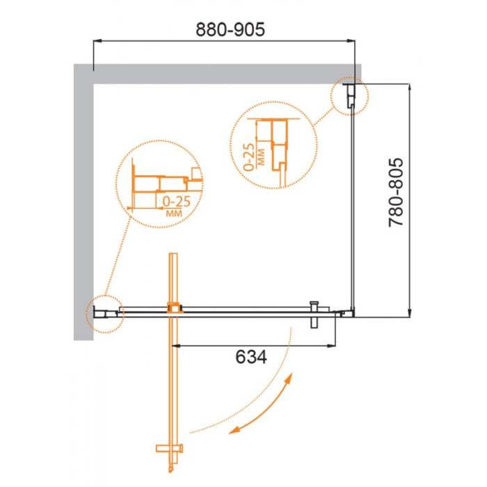 Душевой уголок Cezares Molveno 90x80 MOLVENO-AH-1-90/80-C-Cr-IV профиль хром стекло прозрачное
