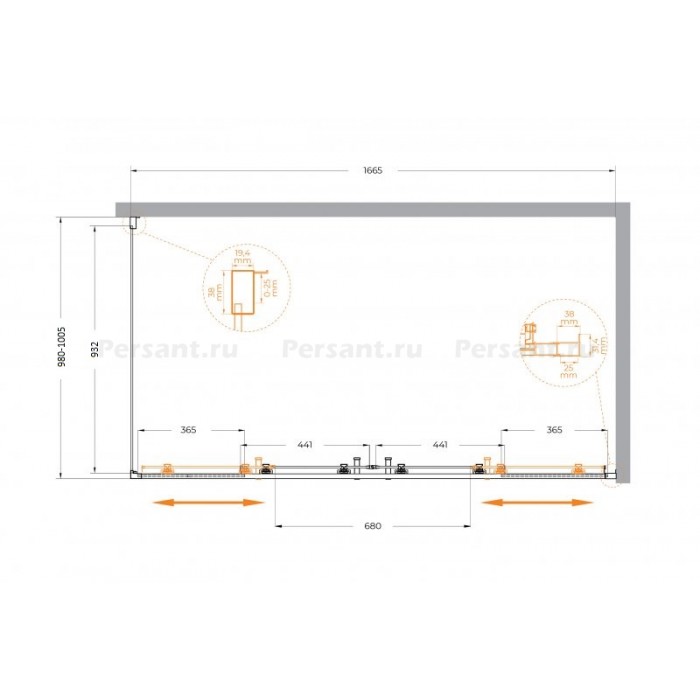 Душевой уголок Cezares Molveno 170x100 MOLVENO-AH-2/1-170/100-C-Cr-IV профиль хром стекло прозрачное