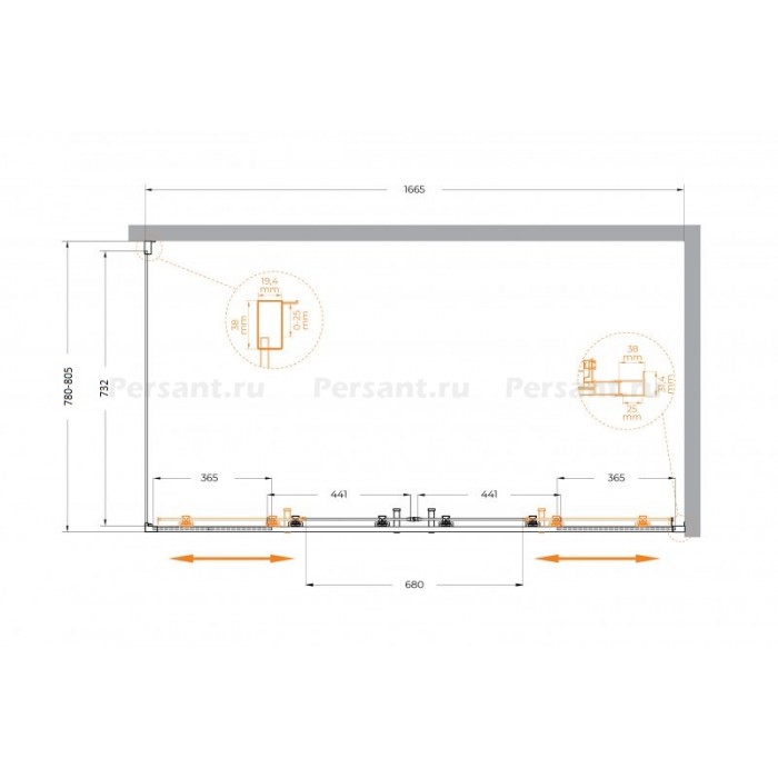 Душевой уголок Cezares Molveno 170x80 MOLVENO-AH-2/1-170/80-C-Cr-IV профиль хром стекло прозрачное