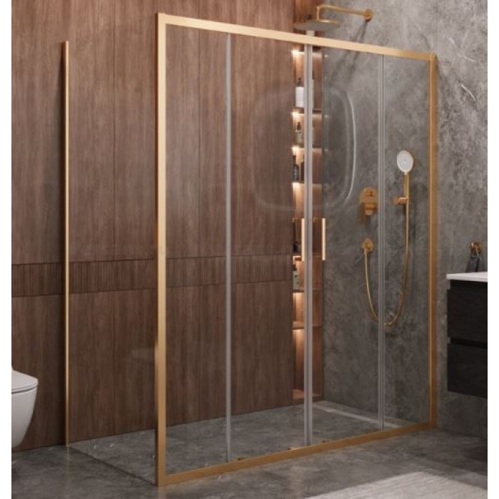 Душевой уголок Cezares Molveno 170x90 MOLVENO-AH-2/1-170/90-C-BORO-IV золото брашированное стекло прозрачное