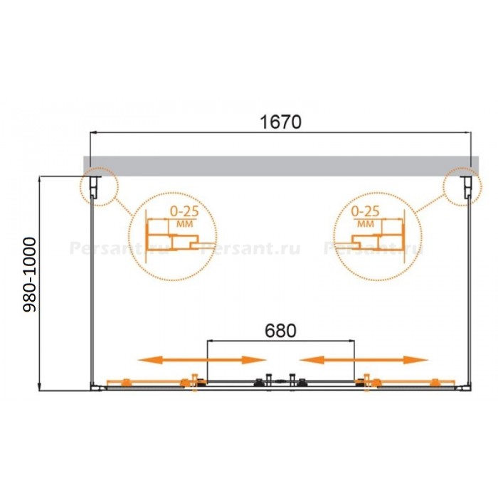 Душевой уголок Cezares Molveno 170x100 MOLVENO-AH-2/2-170/100-C-Cr-IV профиль хром стекло прозрачное