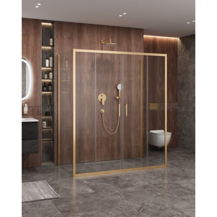 Душевой уголок Cezares Molveno 170x90 MOLVENO-AH-2/2-170/90-C-BORO-IV золото брашированное стекло прозрачное