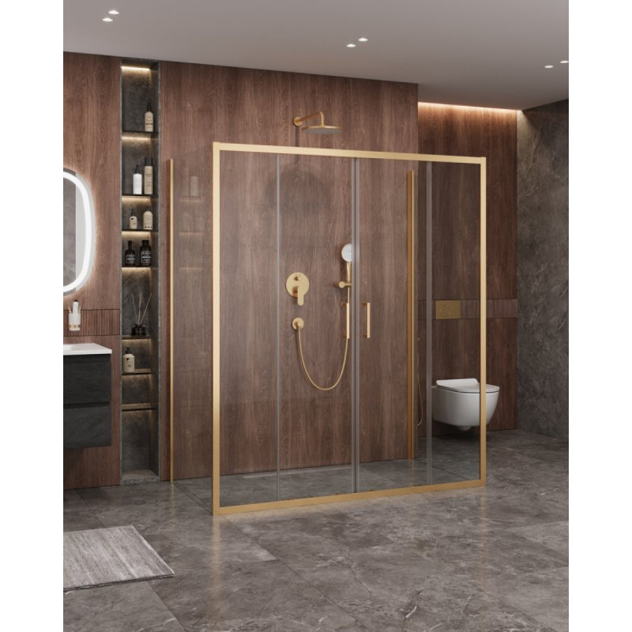 Душевой уголок Cezares Molveno 170x90 MOLVENO-AH-2/2-170/90-C-BORO-IV золото брашированное стекло прозрачное