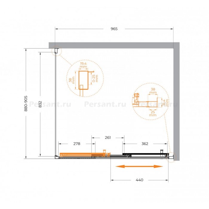 Душевой уголок Cezares Molveno 120x90 MOLVENO-AHF-31-120/90-C-BORO-IV золото брашированное стекло прозрачное