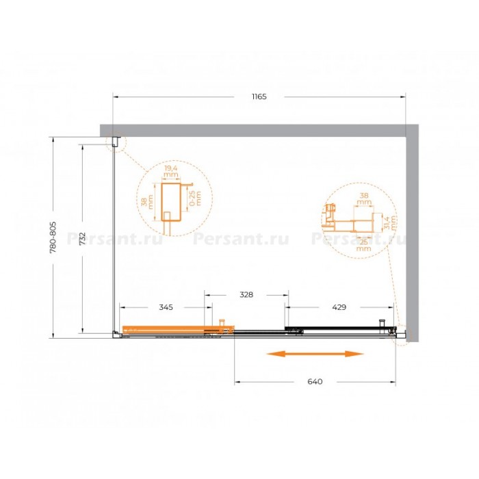 Душевой уголок Cezares Molveno 120x80 MOLVENO-AHF-31-120/80-C-CR-IV профиль хром стекло прозрачное