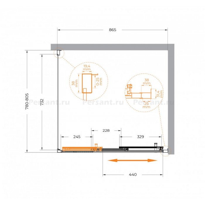 Душевой уголок Cezares Molveno 90x80 MOLVENO-AHF-31-90/80-C-CR-IV профиль хром стекло прозрачное