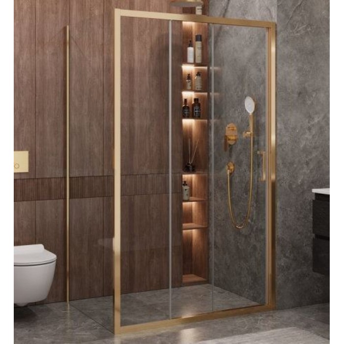 Душевой уголок Cezares Molveno 120x90 MOLVENO-AHF-31-120/90-C-BORO-IV золото брашированное стекло прозрачное
