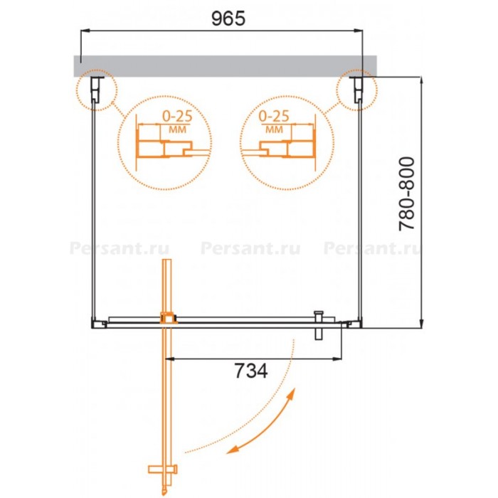 Душевой уголок Cezares Molveno 100x80 MOLVENO-BA2-100/80-C-Cr-IV профиль хром стекло прозрачное