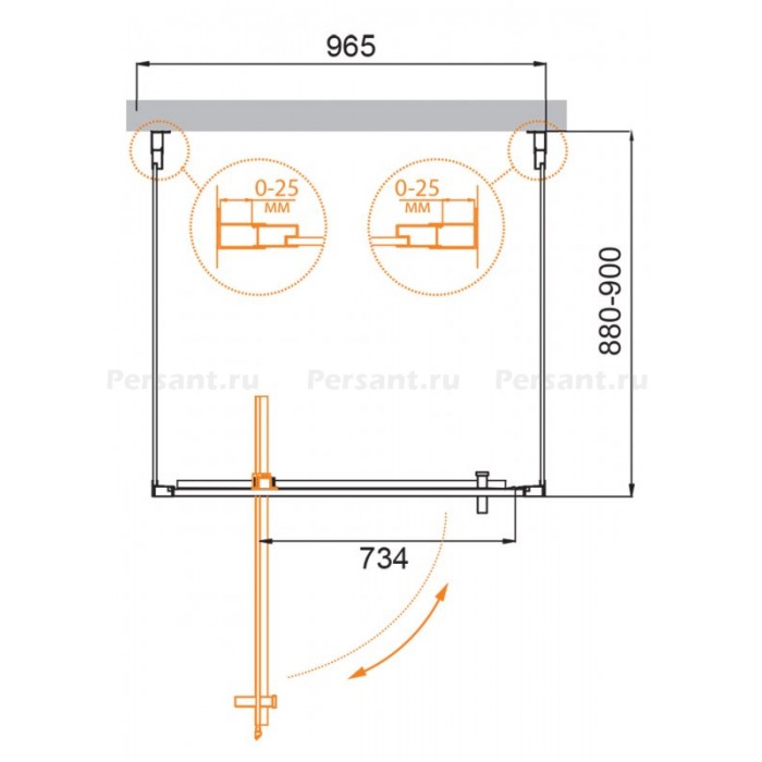 Душевой уголок Cezares Molveno 100x90 MOLVENO-BA2-100/90-C-Cr-IV профиль хром стекло прозрачное