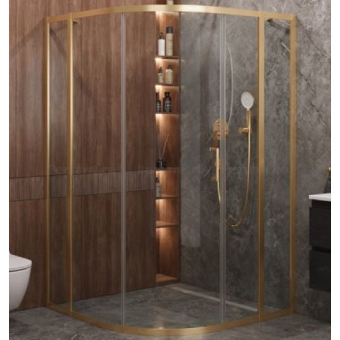 Душевой уголок Cezares Molveno 120x110 MOLVENO-RH-11-120/110-C-BORO-IV золото брашированное стекло прозрачное