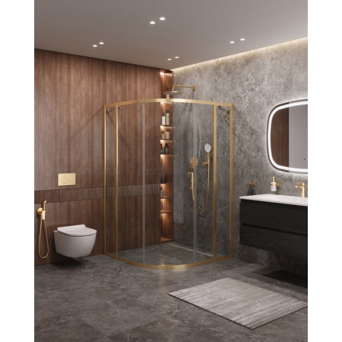 Душевой уголок Cezares Molveno 120x110 MOLVENO-RH-11-120/110-C-BORO-IV золото брашированное стекло прозрачное