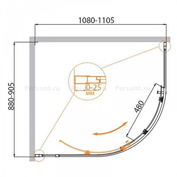 Душевой уголок Cezares Molveno 110x90 MOLVENO-RH-1-110/90-C-BORO-IV золото брашированное стекло прозрачное