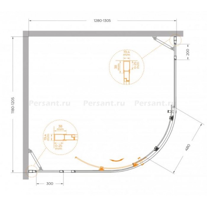 Душевой уголок Cezares Molveno 130x120 MOLVENO-RH-11-130/120-C-Cr-IV профиль хром стекло прозрачное