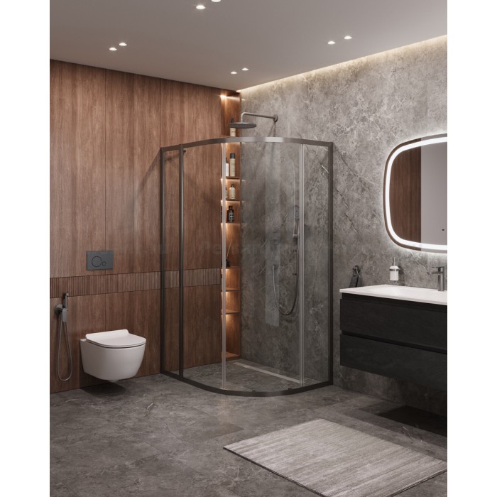 Душевой уголок Cezares Molveno 110x90 MOLVENO-RH-1-110/90-C-GM-IV оружейная сталь стекло прозрачное