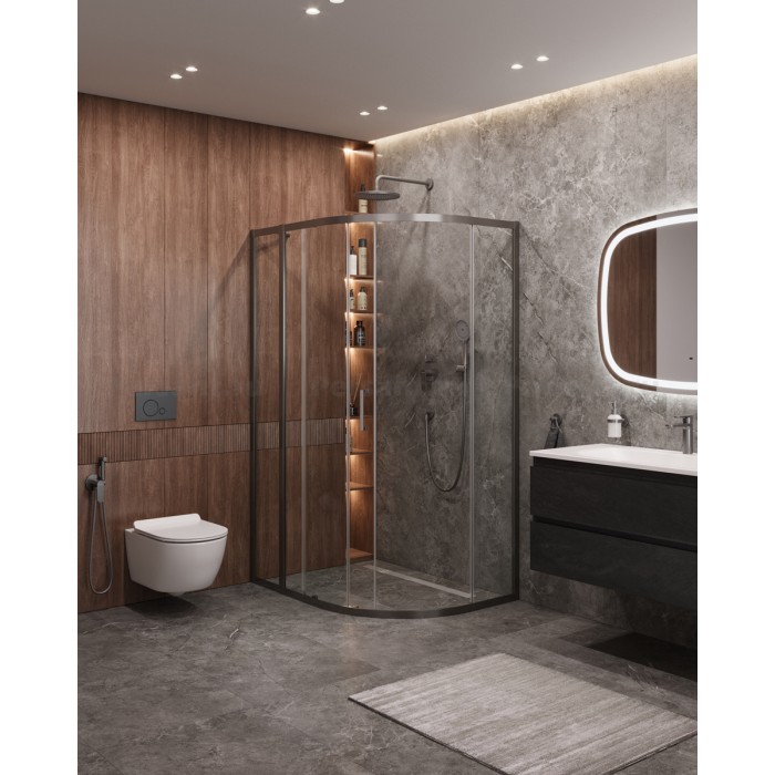 Душевой уголок Cezares Molveno 110x90 MOLVENO-RH-1-110/90-C-GM-IV оружейная сталь стекло прозрачное