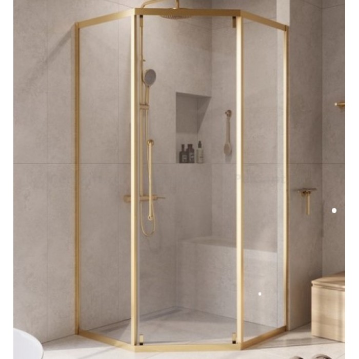 Душевой уголок Cezares Relax-304 100x100 RELAX-304-P-1-100-C-BORO брашированное золото, стекло прозрачное