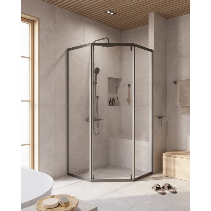 Душевой уголок Cezares Relax-304 100x100 RELAX-304-P-1-100-C-GM оружейная сталь, стекло прозрачное