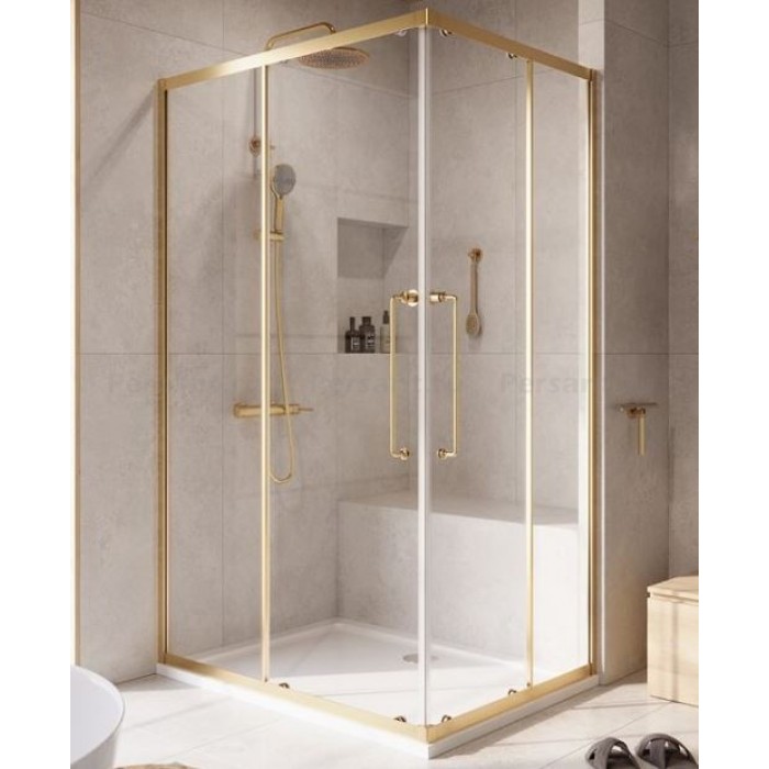 Душевой уголок Cezares Relax-304 120x90 RELAX-304-AH-2-120/90-C-BORO брашированное золото, стекло прозрачное