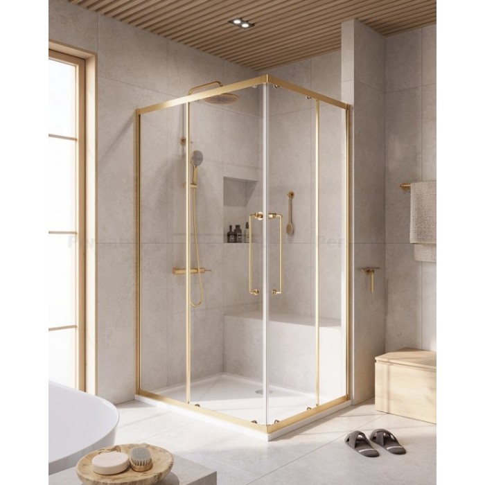 Душевой уголок Cezares Relax-304 120x90 RELAX-304-AH-2-120/90-C-BORO брашированное золото, стекло прозрачное