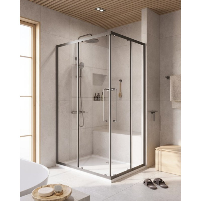 Душевой уголок Cezares Relax-304 120x90 RELAX-304-AH-2-120/90-C-GM оружейная сталь, стекло прозрачное