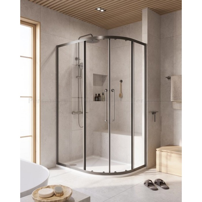 Душевой уголок Cezares Relax-304 120x90 RELAX-304-RH-2-120/90-C-GM оружейная сталь, стекло прозрачное