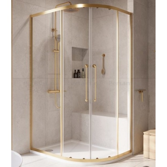 Душевой уголок Cezares Relax-304 120x90 RELAX-304-RH-2-120/90-C-BORO брашированное золото, стекло прозрачное