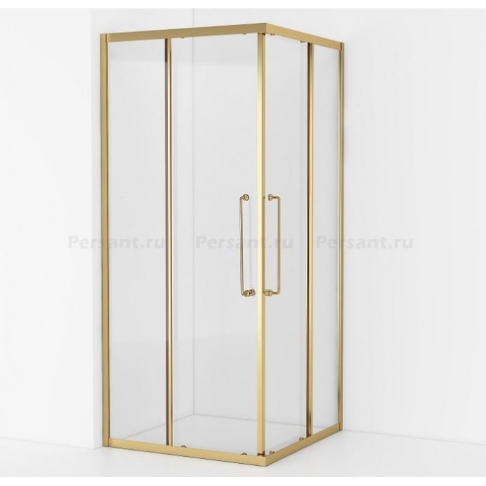 Душевой уголок Cezares Relax-304 100x100 RELAX-304-A-2-100-C-BORO брашированное золото, стекло прозрачное