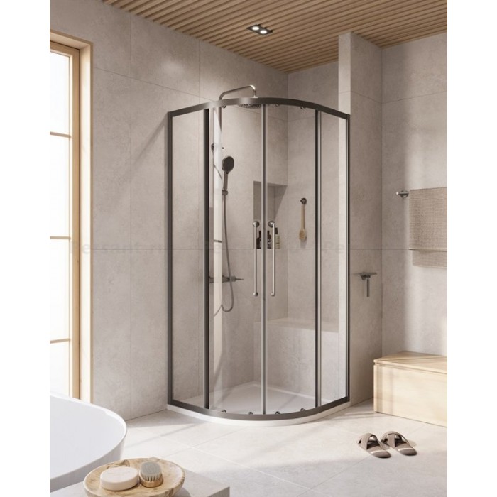 Душевой уголок Cezares Relax-304 100x100 RELAX-304-R-2-100-C-GM оружейная сталь, стекло прозрачное