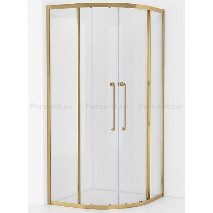 Душевой уголок Cezares Relax-304 100x100 RELAX-304-R-2-100-C-BORO брашированное золото, стекло прозрачное