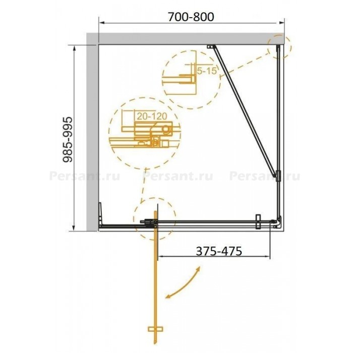 Душевой уголок Cezares Slider 70x100 SLIDER-AH-1-100-70/80-BR-BORO золото брашированное стекло бронзовое