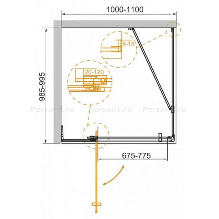 Душевой уголок Cezares Slider 110x100 SLIDER-AH-1-100-100/110-C-GM оружейная сталь стекло прозрачное