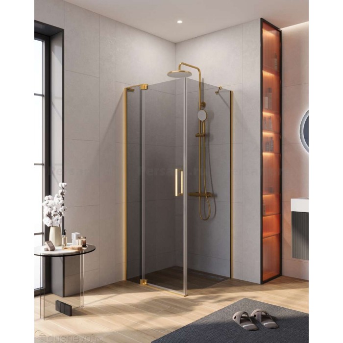 Душевой уголок Cezares Slider 70x90 SLIDER-AH-1-90-70/80-GRIGIO-BORO золото брашированное стекло серое