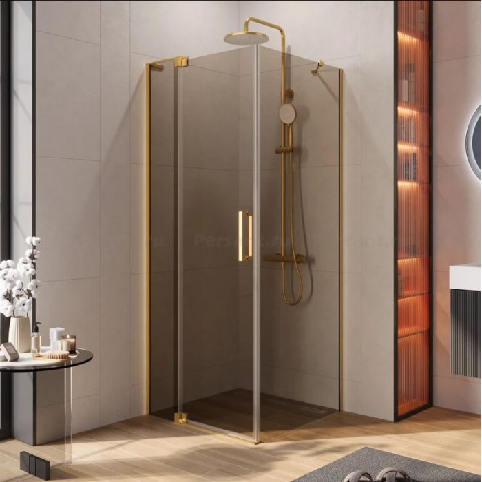 Душевой уголок Cezares Slider 90x80 SLIDER-AH-1-80-80/90-BR-BORO золото брашированное стекло бронзовое