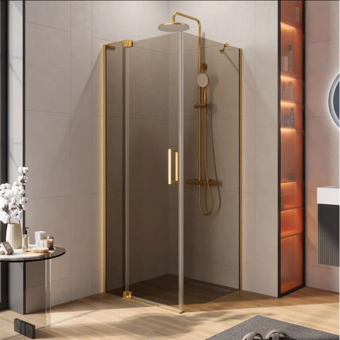 Душевой уголок Cezares Slider 70x80 SLIDER-AH-1-80-70/80-BR-BORO золото брашированное стекло бронзовое