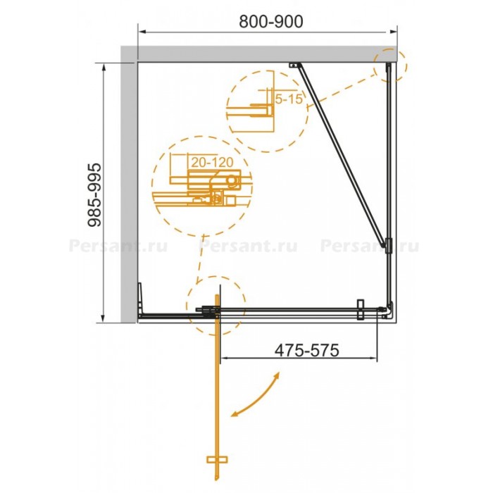Душевой уголок Cezares Slider 90x100 SLIDER-AH-1-100-80/90-GRIGIO-NERO профиль черный стекло серое