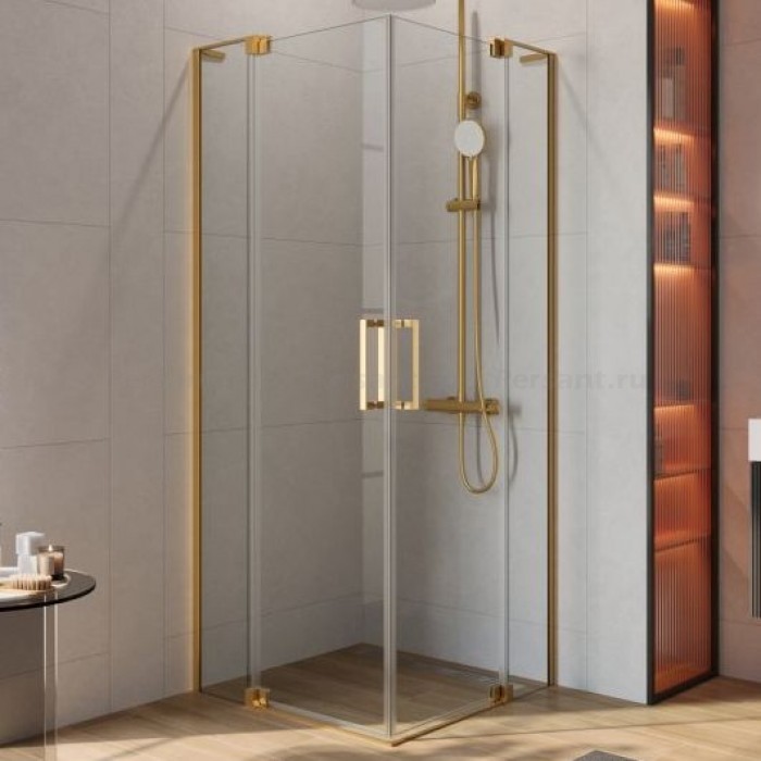 Душевой уголок Cezares Slider 95x95 SLIDER-A-2-90/100-C-BORO золото брашированное стекло прозрачное