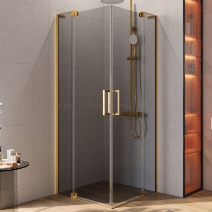 Душевой уголок Cezares Slider 95x95 SLIDER-A-2-90/100-GRIGIO-BORO золото брашированное стекло серое