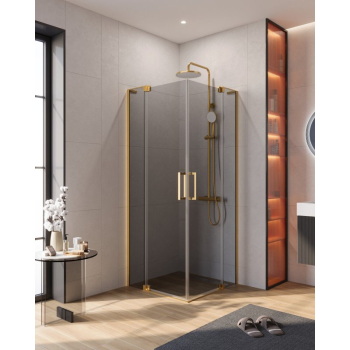 Душевой уголок Cezares Slider 75x75 SLIDER-A-2-70/80-GRIGIO-BORO золото брашированное стекло серое